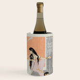 A lady at her toilette listens to music by the side of a palace water casca Indian Miniature Painting Wine Chiller