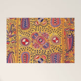 19th Century Uzbekistan Suzani with Gold Background Welcome Mat