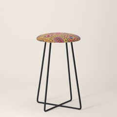 19th Century Uzbekistan Suzani with Gold Background Stool