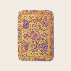 19th Century Uzbekistan Suzani with Gold Background Bath Mat