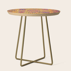 19th Century Uzbekistan Suzani with Gold Background Side Table