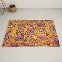 19th Century Uzbekistan Suzani with Gold Background Rug