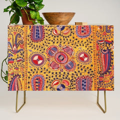 19th Century Uzbekistan Suzani with Gold Background Credenza