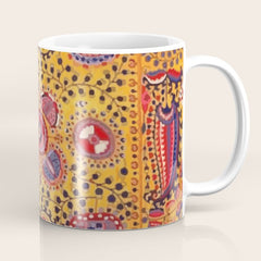 19th Century Uzbekistan Suzani with Gold Background Coffee Mug