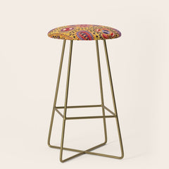 19th Century Uzbekistan Suzani with Gold Background Stool
