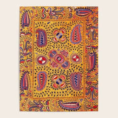 19th Century Uzbekistan Suzani with Gold Background Poster