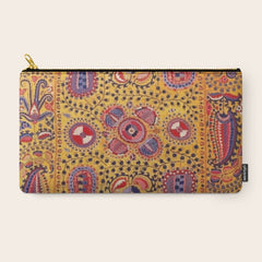 19th Century Uzbekistan Suzani with Gold Background Carry All Pouch