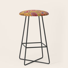 19th Century Uzbekistan Suzani with Gold Background Stool