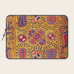 19th Century Uzbekistan Suzani with Gold Background Laptop Sleeve