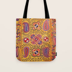 19th Century Uzbekistan Suzani with Gold Background Tote Bag