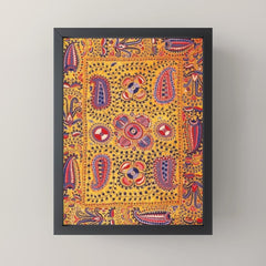 19th Century Uzbekistan Suzani with Gold Background Mini Art Print