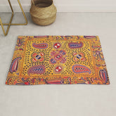 19th Century Uzbekistan Suzani with Gold Background Rug
