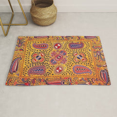 19th Century Uzbekistan Suzani with Gold Background Rug