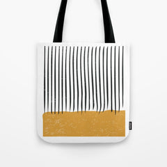 (White Background) Mid Century Modern Minimalist Rothko Inspired Color Field With Lines Geometric Style Tote Bag