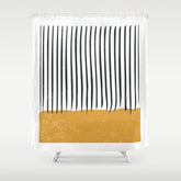 (White Background) Mid Century Modern Minimalist Rothko Inspired Color Field With Lines Geometric Style Shower Curtain