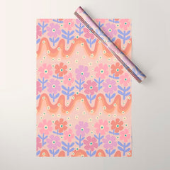 70s Retro Floral vibe Wrapping Paper