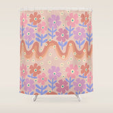70s Retro Floral vibe Shower Curtain