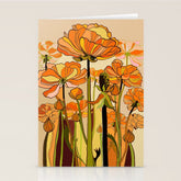 70s, Orange California poppies, mid century, 70s retro, flowers Stationery Card