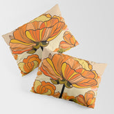 70s, Orange California poppies, mid century, 70s retro, flowers Pillow Sham