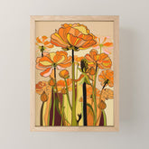 70s, Orange California poppies, mid century, 70s retro, flowers Mini Art Print