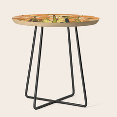 70s, Orange California poppies, mid century, 70s retro, flowers Side Table
