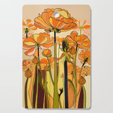 70s, Orange California poppies, mid century, 70s retro, flowers Cutting Board