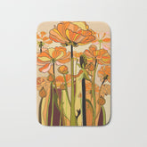 70s, Orange California poppies, mid century, 70s retro, flowers Bath Mat