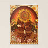 70s, Sunflower, retro, rainbow, warm colors, 60s, boho Stationery Card