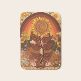 70s, Sunflower, retro, rainbow, warm colors, 60s, boho Bath Mat