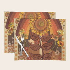 70s, Sunflower, retro, rainbow, warm colors, 60s, boho Placemat