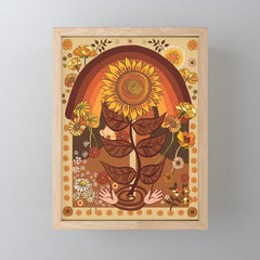 70s, Sunflower, retro, rainbow, warm colors, 60s, boho Mini Art Print