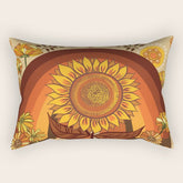 70s, Sunflower, retro, rainbow, warm colors, 60s, boho Rectangular Pillow