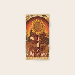70s, Sunflower, retro, rainbow, warm colors, 60s, boho Bath Towel