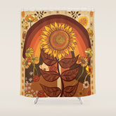 70s, Sunflower, retro, rainbow, warm colors, 60s, boho Shower Curtain