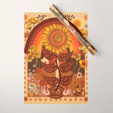 70s, Sunflower, retro, rainbow, warm colors, 60s, boho Wrapping Paper
