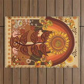 70s, Sunflower, retro, rainbow, warm colors, 60s, boho Outdoor Rug