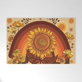 70s, Sunflower, retro, rainbow, warm colors, 60s, boho Welcome Mat