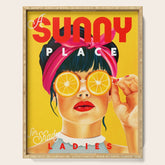"A Sunny Place For Shady Ladies" Cool, Retro Pinup Girl With Orange Shades Serving Tray