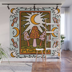 18. Moon Tarot Mushroom Wall Mural