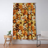 70's Floral Prints, Retro Art Window Curtain