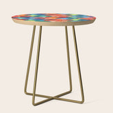 70s rainbow flowers sunset colors Side Table