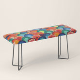 70s rainbow flowers sunset colors Bench