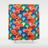 70s rainbow flowers sunset colors Shower Curtain