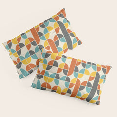 1970s Colors Mid Century Modern Geometric Pattern Pillow Sham