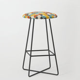 1970s Colors Mid Century Modern Geometric Pattern Stool