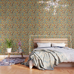 1970s Colors Mid Century Modern Geometric Pattern Wallpaper