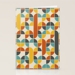 1970s Colors Mid Century Modern Geometric Pattern Stationery Card
