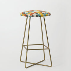 1970s Colors Mid Century Modern Geometric Pattern Stool