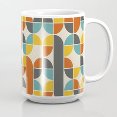 1970s Colors Mid Century Modern Geometric Pattern Coffee Mug