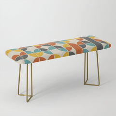 1970s Colors Mid Century Modern Geometric Pattern Bench